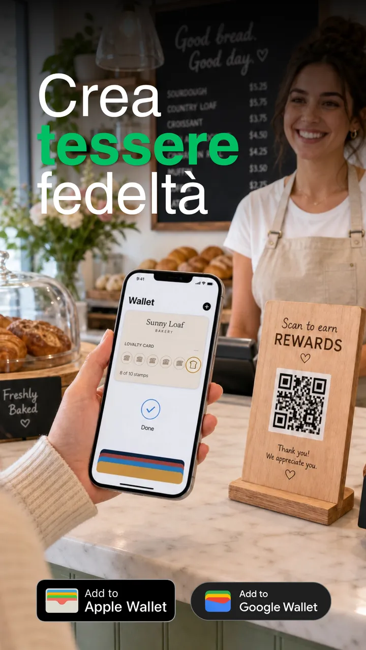 Wallet Loyalty pass at a café counter