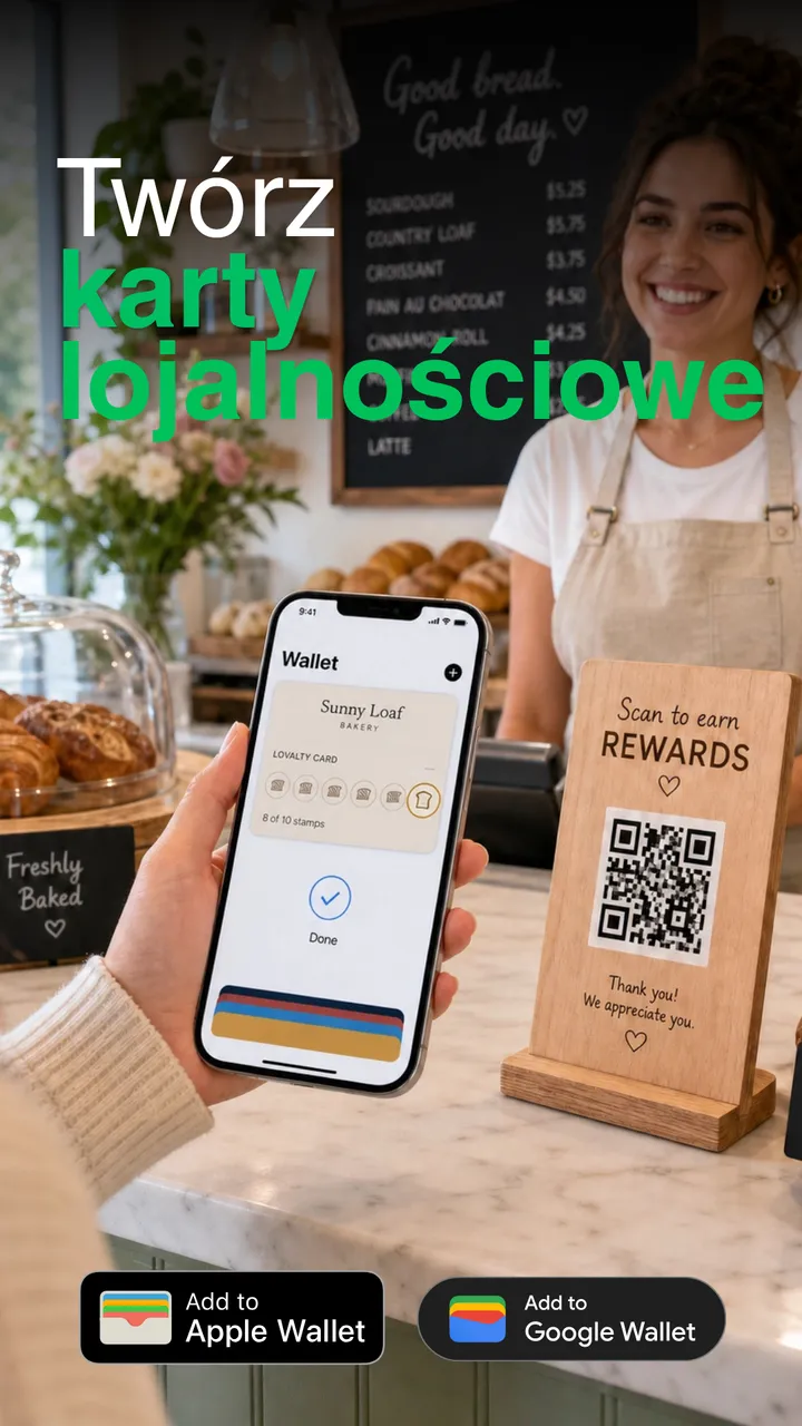 Karta Wallet Loyalty przy ladzie kawiarni
