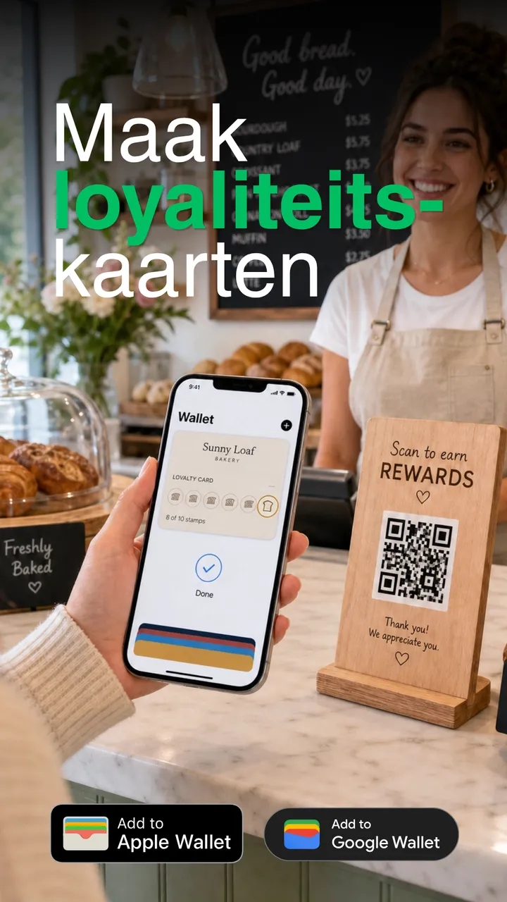 Wallet Loyalty-pas bij een cafébalie