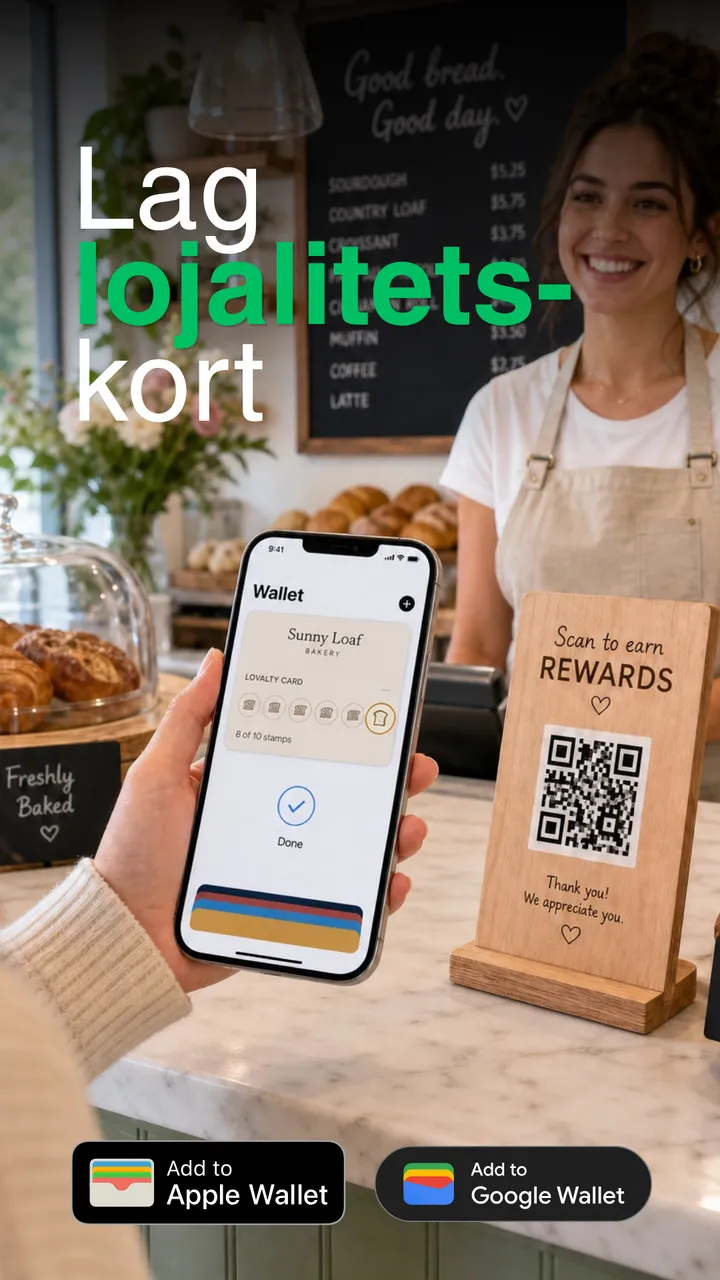 Wallet Loyalty-kort ved en kafédisk